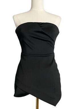Topshop Black Strapless Jumpsuit Romper Playsuit Shorts outfit Cocktail Mini 2